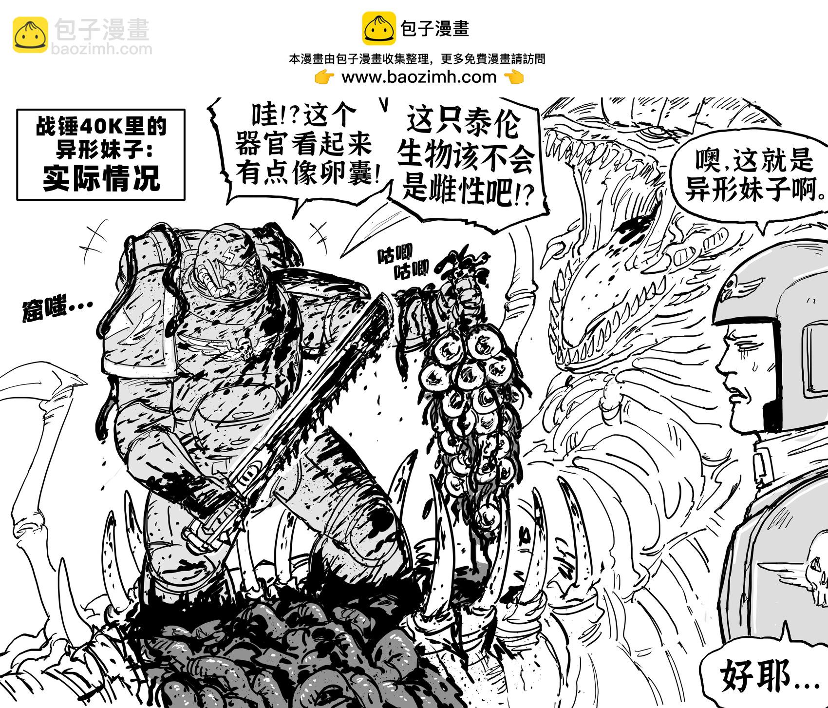 Baalbuddy漫畫小短篇 - 《戰錘40K》裡的異形妹子，理想vs現實 - 1