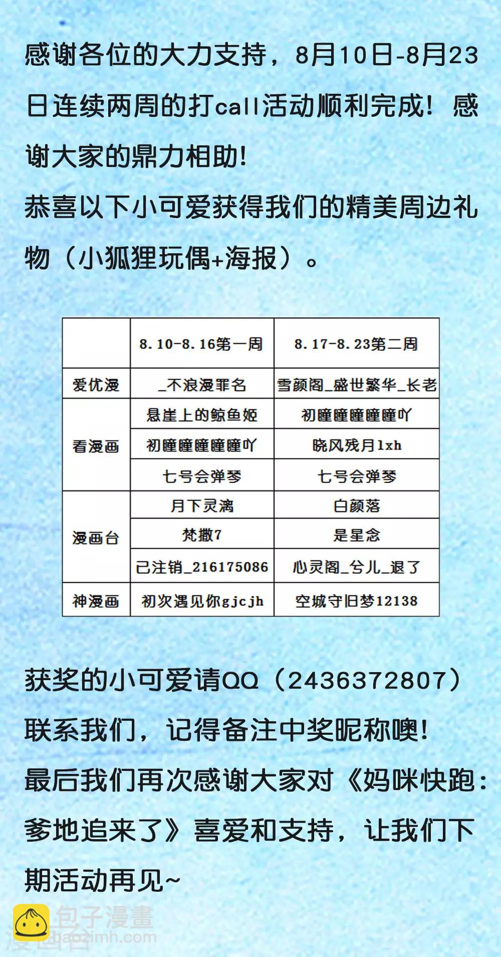 媽咪快跑：爹地追來了 - 暑期打call中獎通知 - 1