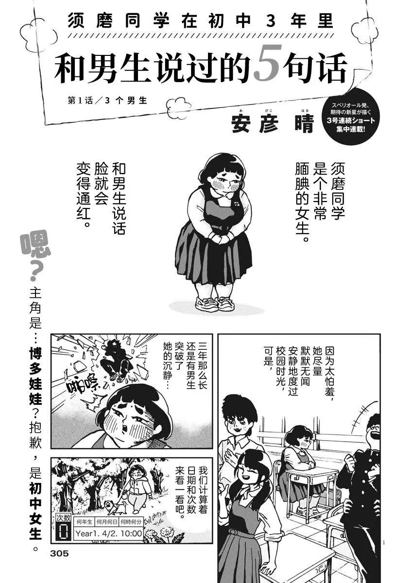 須磨同學在初中3年裡和男生說過的5句話 - 第01話 - 1